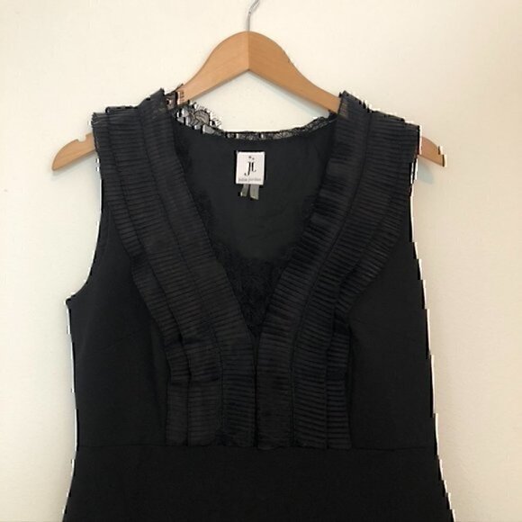 NEW NWT JULIA JORDAN Solid Black Pleated Lace Sleeveless Fit Flare Party Dress 6 - Picture 3 of 12